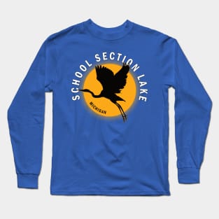 School Section Lake in Michigan Heron Sunrise Long Sleeve T-Shirt